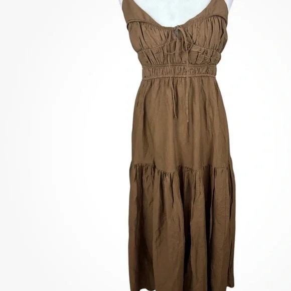 Alter'd StateDress  Womens Large Mocha‎ Sleeveless Tiered Cami Maxi Beach Boho - Picture 3 of 10